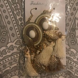 Gold and cream fashion earrings. Brand new